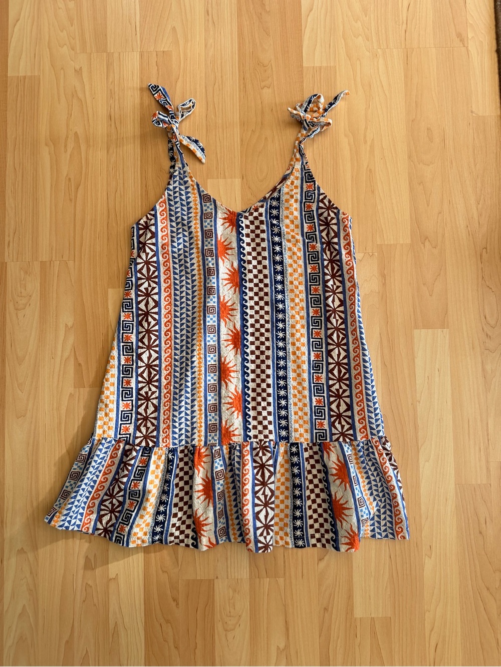 Rip Curl Blue & Orange Striped Tie-Shoulder Swim Coverup